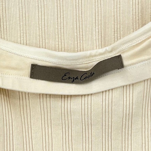 ENZA COSTA Dress Womens Small Cream Rib Scoop Back Midi Dress Stretch Low Back - Picture 7 of 16